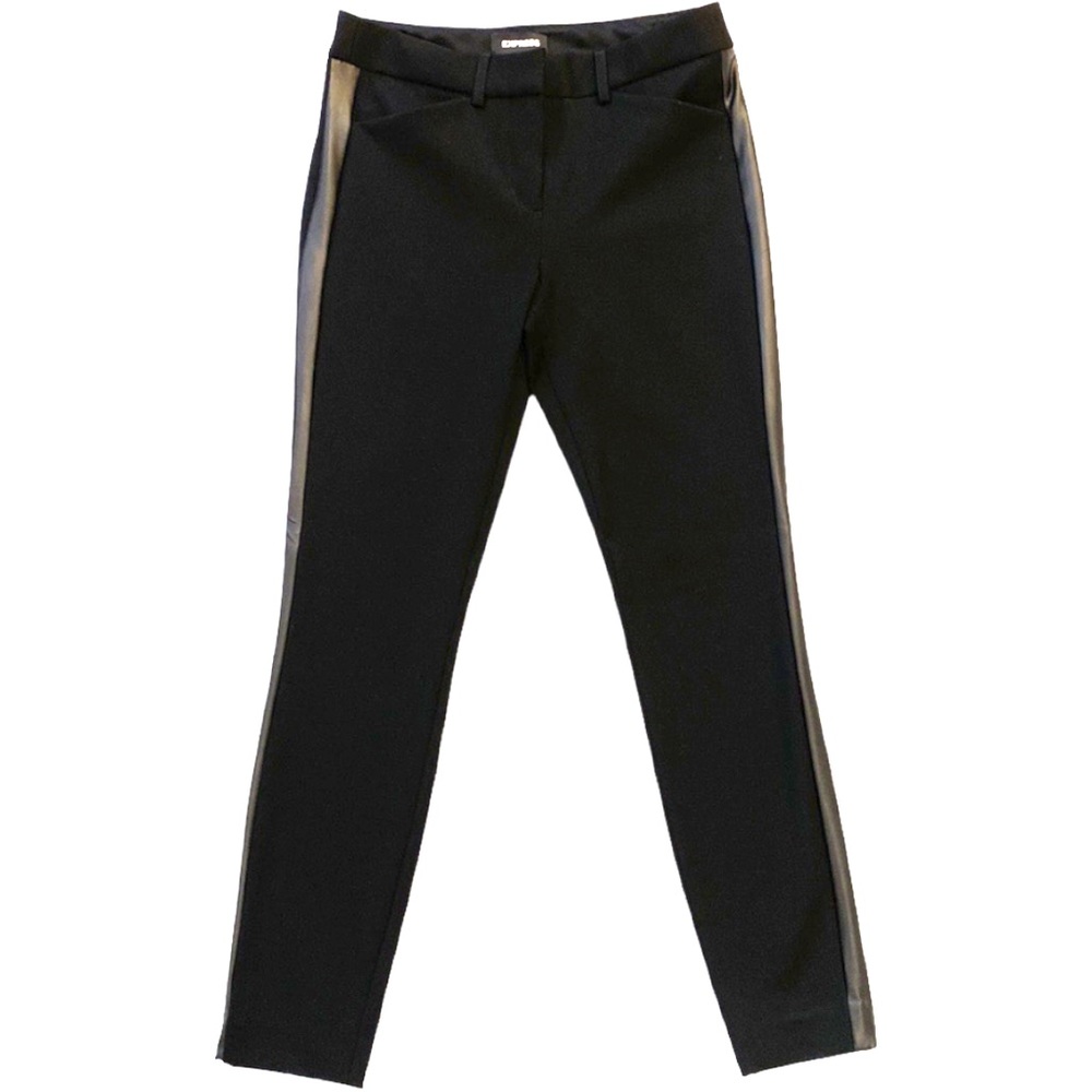 Express Mid Rise Faux Leather Side Stripe Skinny Pant Size 6R - Picture 3 of 4